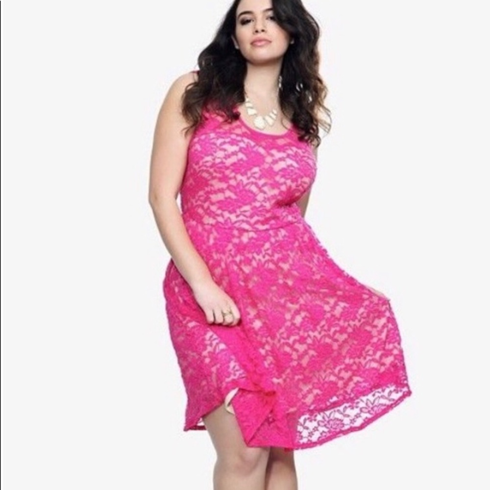 Hot pink lace dress